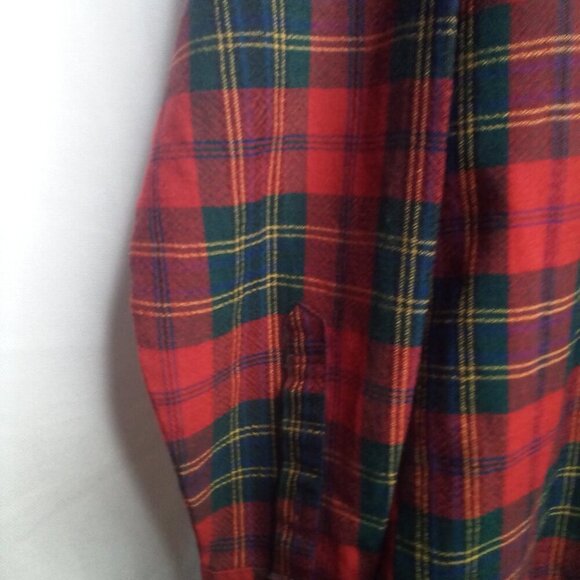 Adams Row Button Up Shirt M Long Sleeve Wool Blend Plaid Red Green - Picture 9 of 16